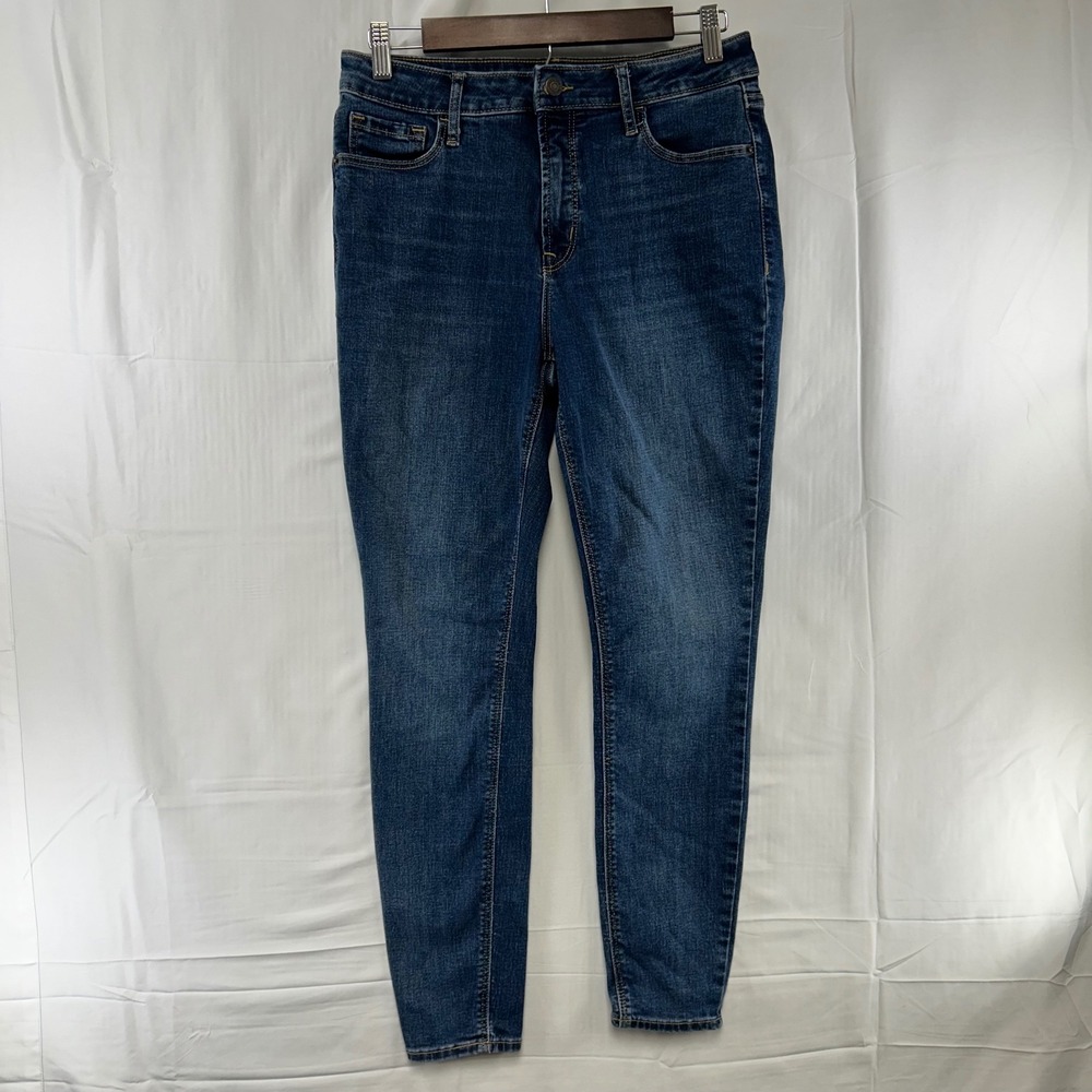 Old Navy Rockstar Super Skinny Jeans Womens 10 Blue High Rise Smooth Pocket